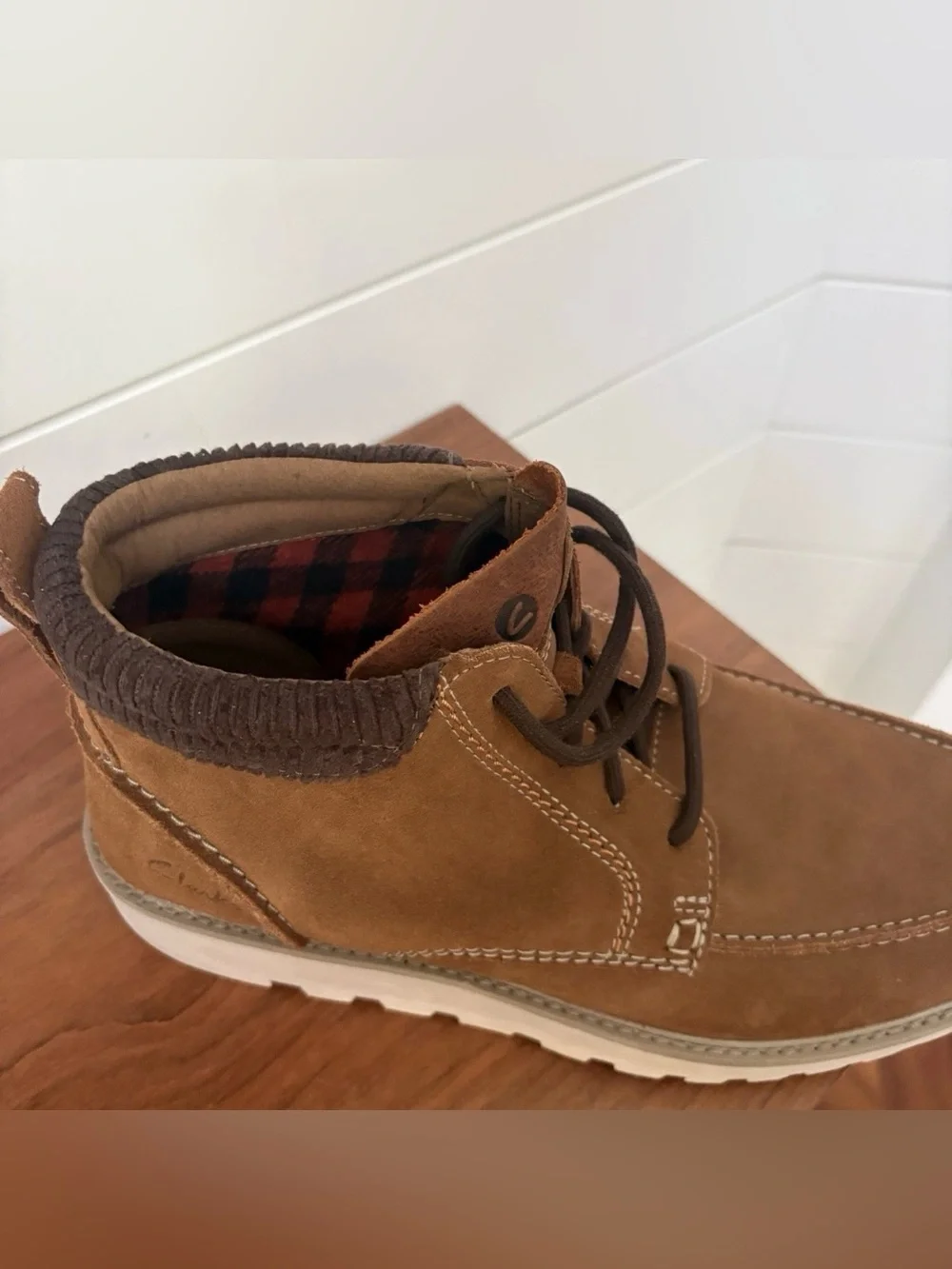 Clarks Men's Barnes Mid Oxford Chukka Boots Brown Suede Size 12 US Business Work